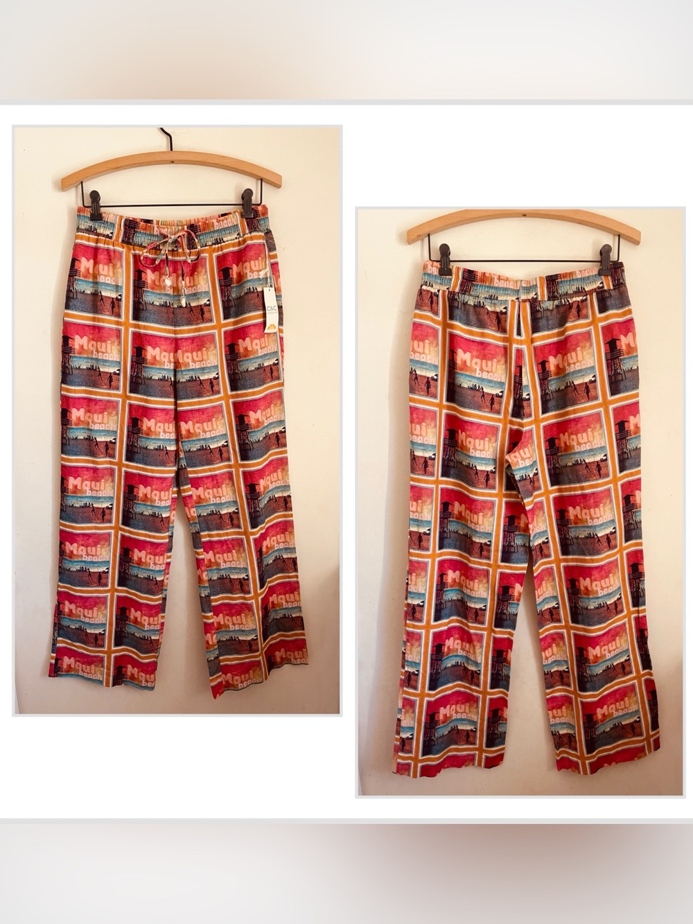 C&C California Maui Beach Linen Blend Wide Leg Lounge Pants NWT M Coastal Resort